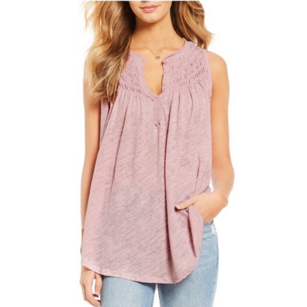 Free People | New To Town Pink Smocked Tank Top | Sz S